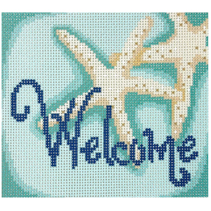Starfish Welcome Printed Canvas Two Sisters Needlepoint 

