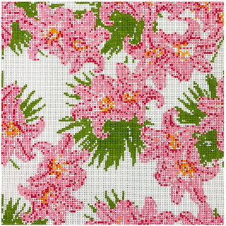Stargazer Floral 10x10 Painted Canvas Blue Waters Needlepoint 
