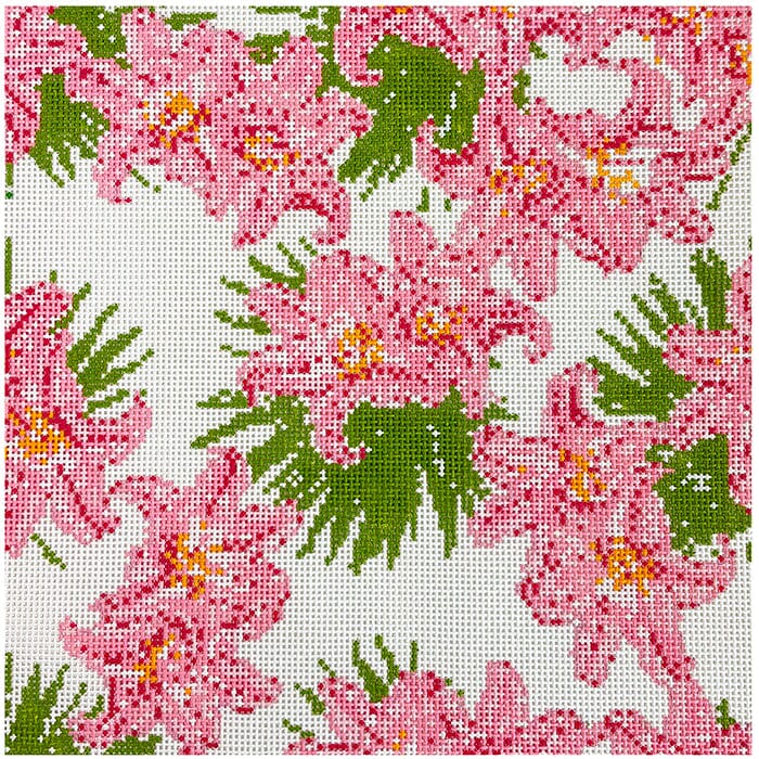 Stargazer Floral 10x10 Painted Canvas Blue Waters Needlepoint  - 1