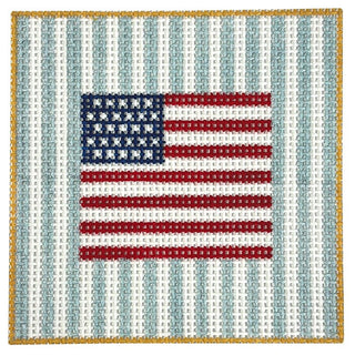 Stars and Stripes 4x4 Printed Canvas SLS Needlepoint 
