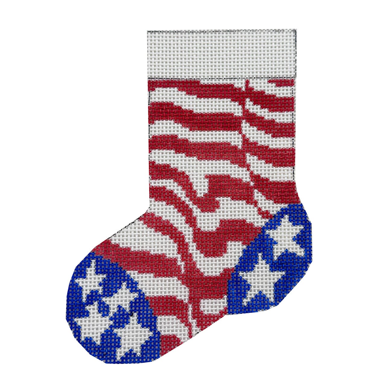 Stars and Stripes Mini Stocking Painted Canvas The Meredith Collection  - 1