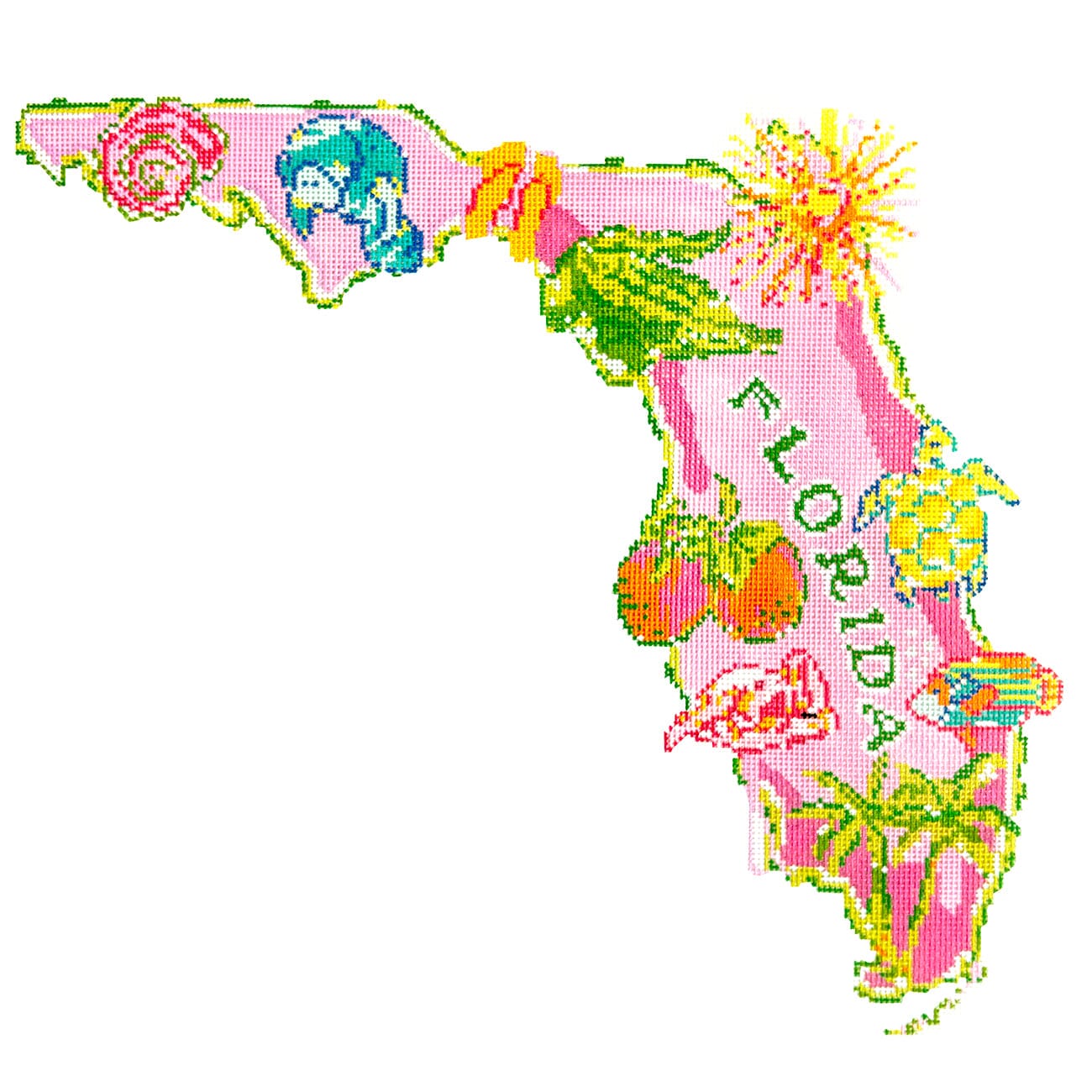 State of Florida Painted Canvas Blue Waters Needlepoint  - 1