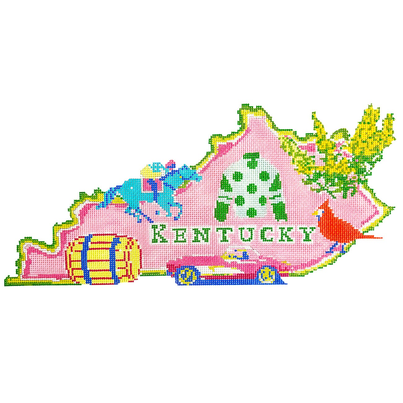 State of Kentucky Painted Canvas Blue Waters Needlepoint  - 1