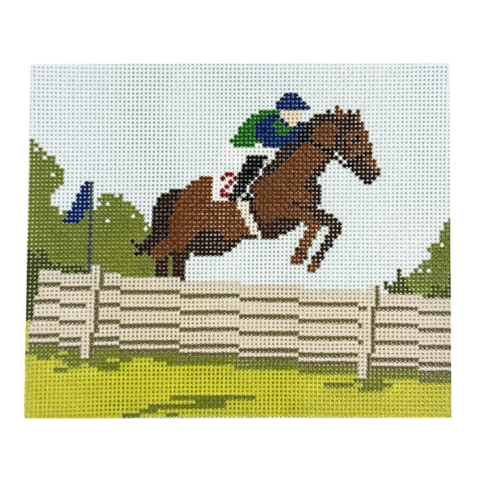 Steeplechase on 13 mesh Painted Canvas Ann Kaye Studio 