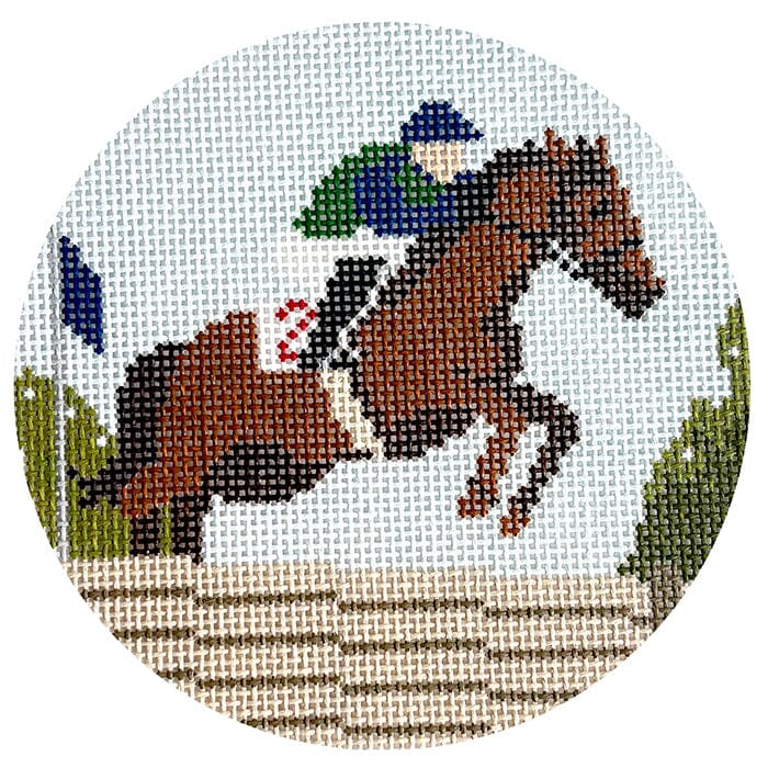 Steeplechase Round Painted Canvas Ann Kaye Studio 
