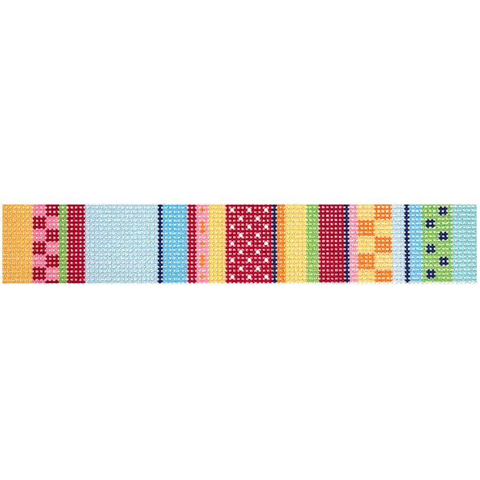 Stitch Stripe Keyfob/Multi Printed Canvas Two Sisters Needlepoint 