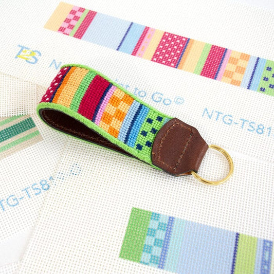 Stitch Stripe Keyfob/Multi Printed Canvas Two Sisters Needlepoint 
