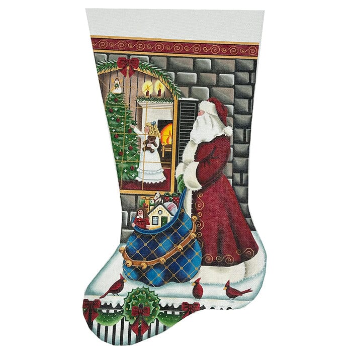 Stocking: Christmas Eve Magic, Boy TTL on 18 Painted Canvas Rebecca Wood Designs 