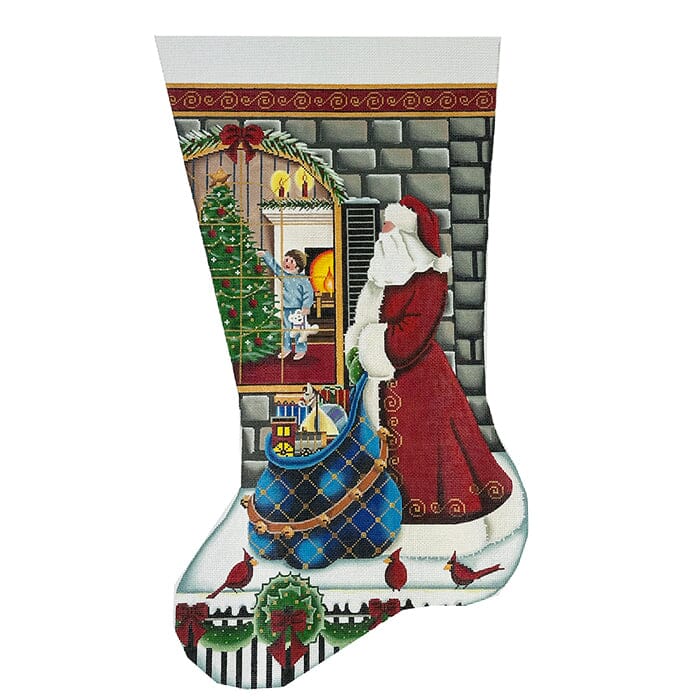 Stocking: Christmas Eve Magic, Girl TTL on 18 Painted Canvas Rebecca Wood Designs 