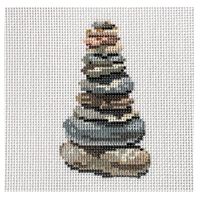 Stone Stack   Beachcomber Painted Canvas Bad Bitch Needlepoint 
