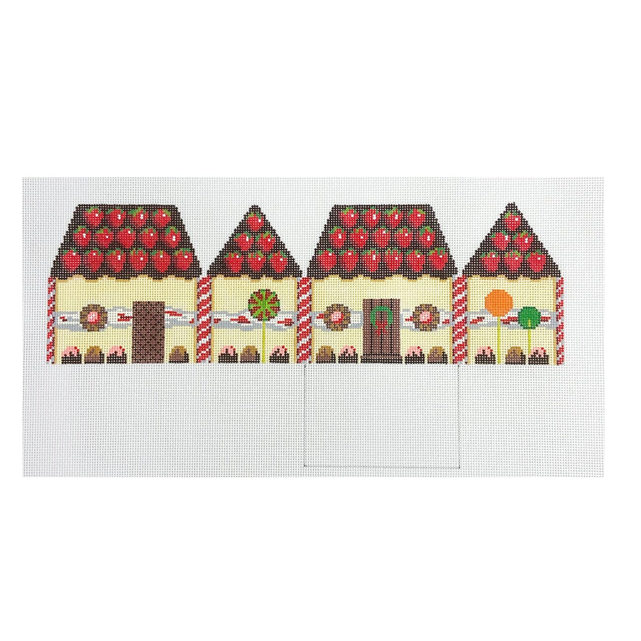 Strawberries and Truffles, 3D Gingerbread House Painted Canvas Susan Roberts Needlepoint Designs Inc.  - 1