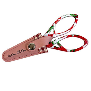 Strawberry Scissors with VWN Pink Sheath Accessories Victoria Whitson Needlepoint 

