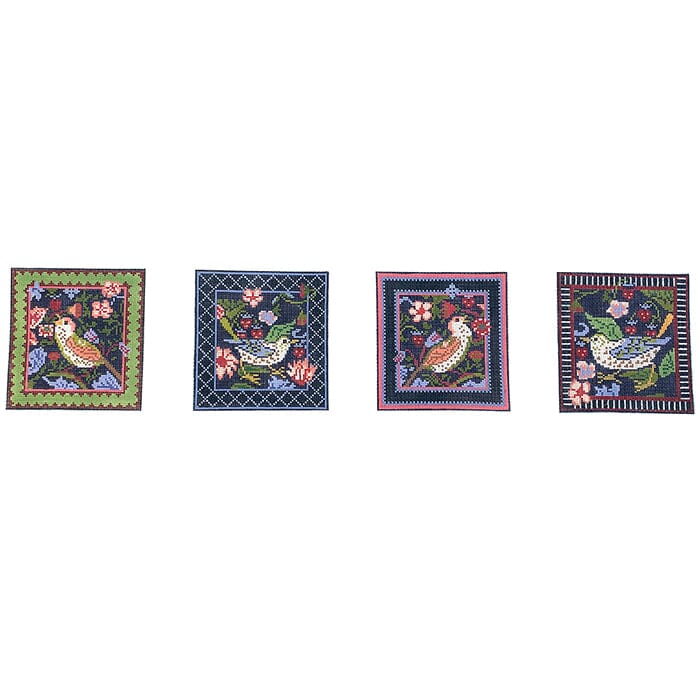 Strawberry Thief Coasters Painted Canvas Whimsy & Grace