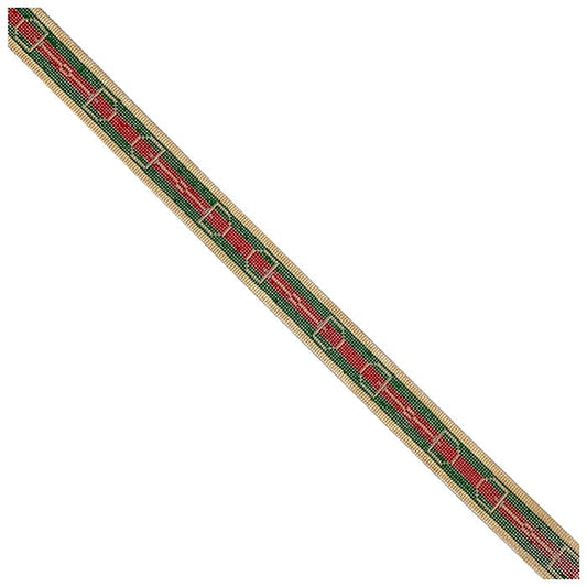 Stripe Belt with Bits - Khaki, Hunter, Red on 18 Painted Canvas The Meredith Collection 