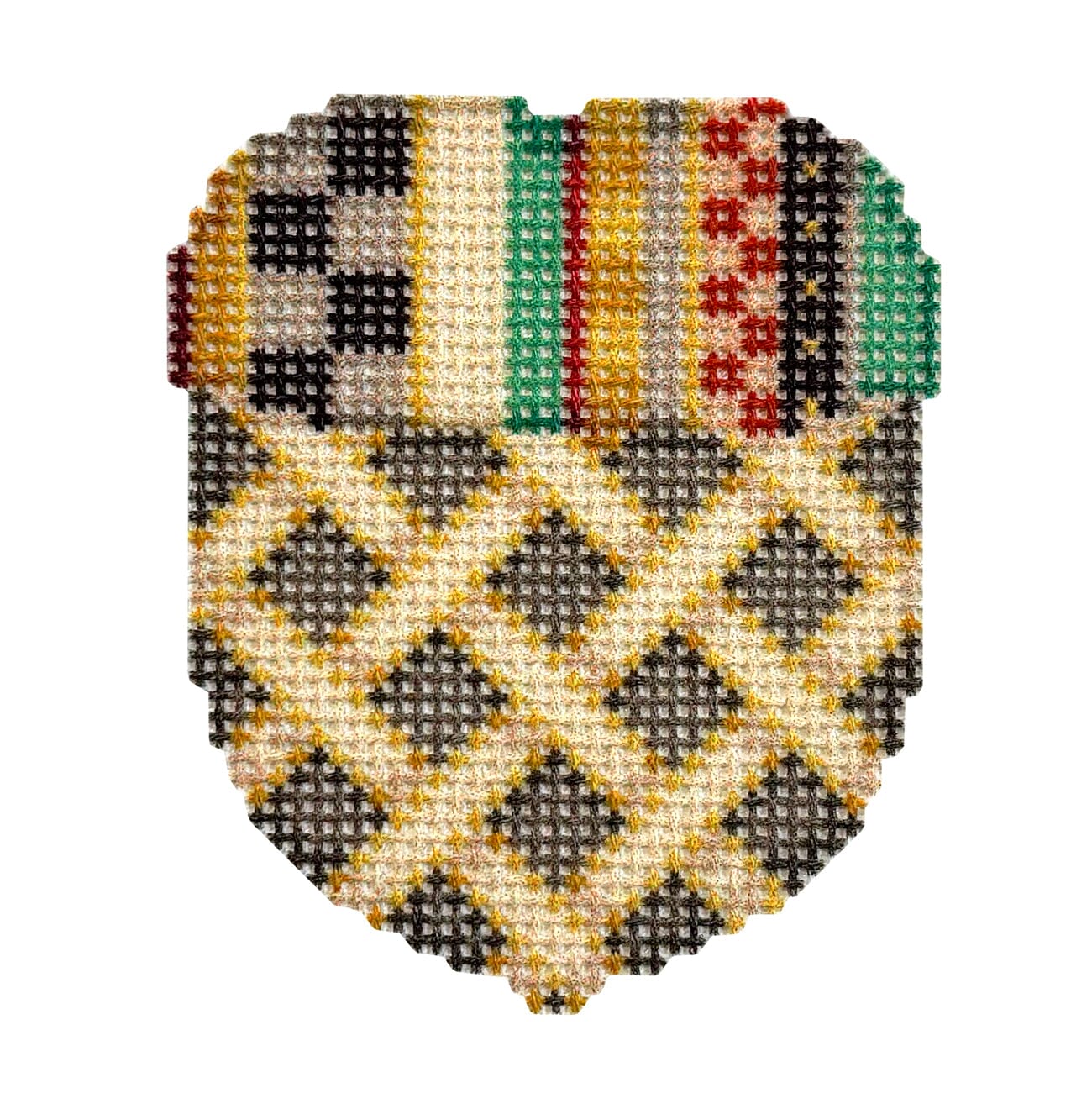 Stripe Cap/Tan Woven Acorn Printed Canvas Two Sisters Needlepoint  - 1