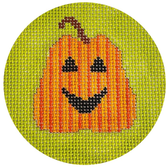 Striped Pumpkin on Lime Painted Canvas Kristine Kingston  - 1