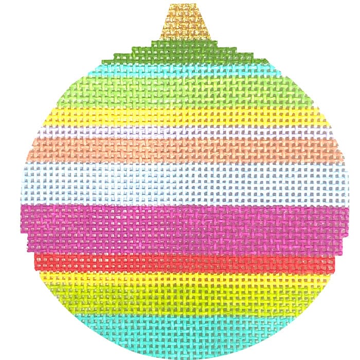 Striped Round Bauble Painted Canvas Elizabeth Crane Swartz Designs 
