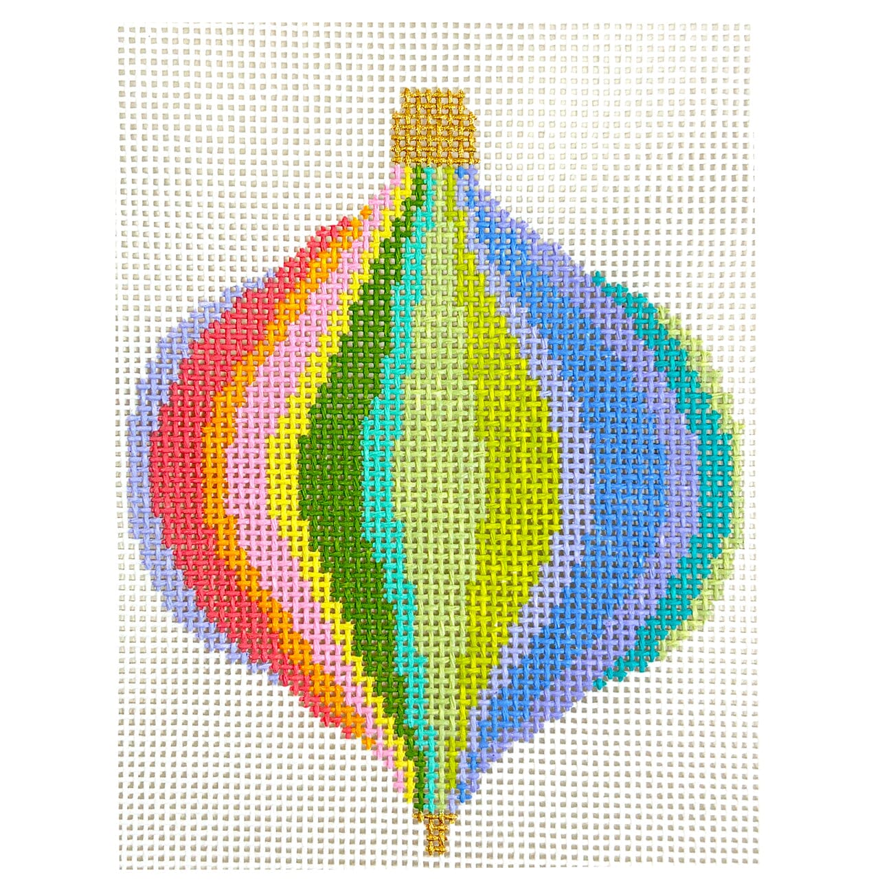 Striped Teardrop Bauble Painted Canvas Elizabeth Crane Swartz Designs  - 1