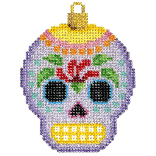 Sugar Skull Ornament/Purple Printed Canvas Two Sisters Needlepoint 