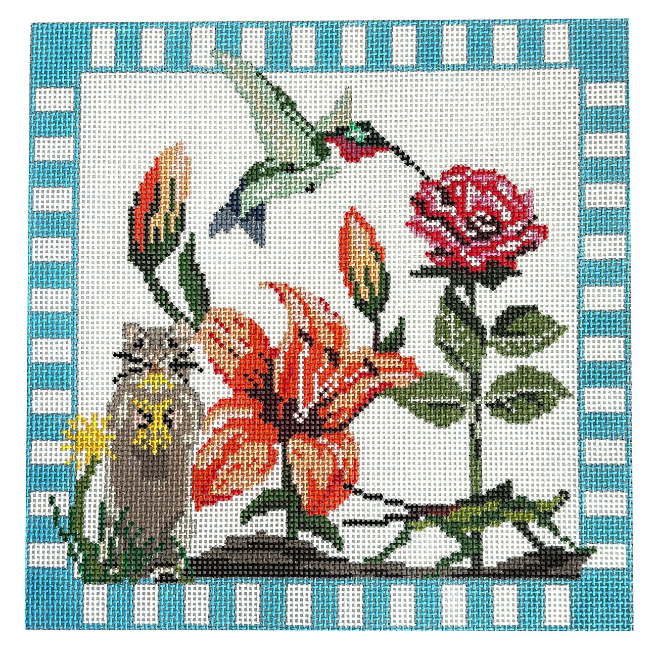 Summer Flower Pillow Painted Canvas The Gingham Stitchery  - 1
