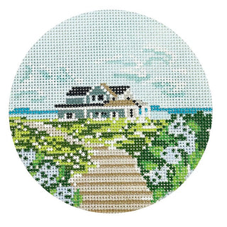 Summer House 4" Round Painted Canvas Morgan Julia Designs 

