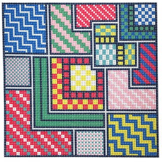 Summer Squares Printed Canvas Two Sisters Needlepoint 
