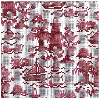Summer Toile Mini Insert Red Square Painted Canvas Rachel Barri Designs 
