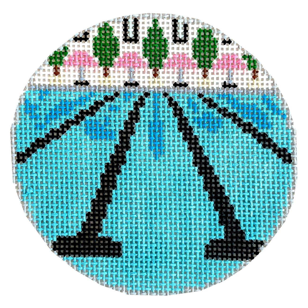 Sun and Swim Round Painted Canvas KCN Designers  - 1
