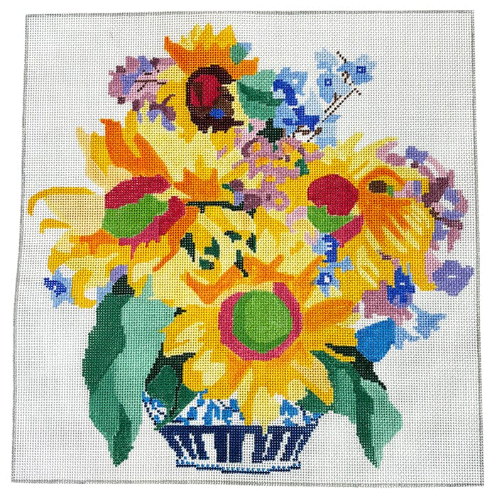 Sunflower Bouquet 14" Square Painted Canvas Jean Smith  - 1
