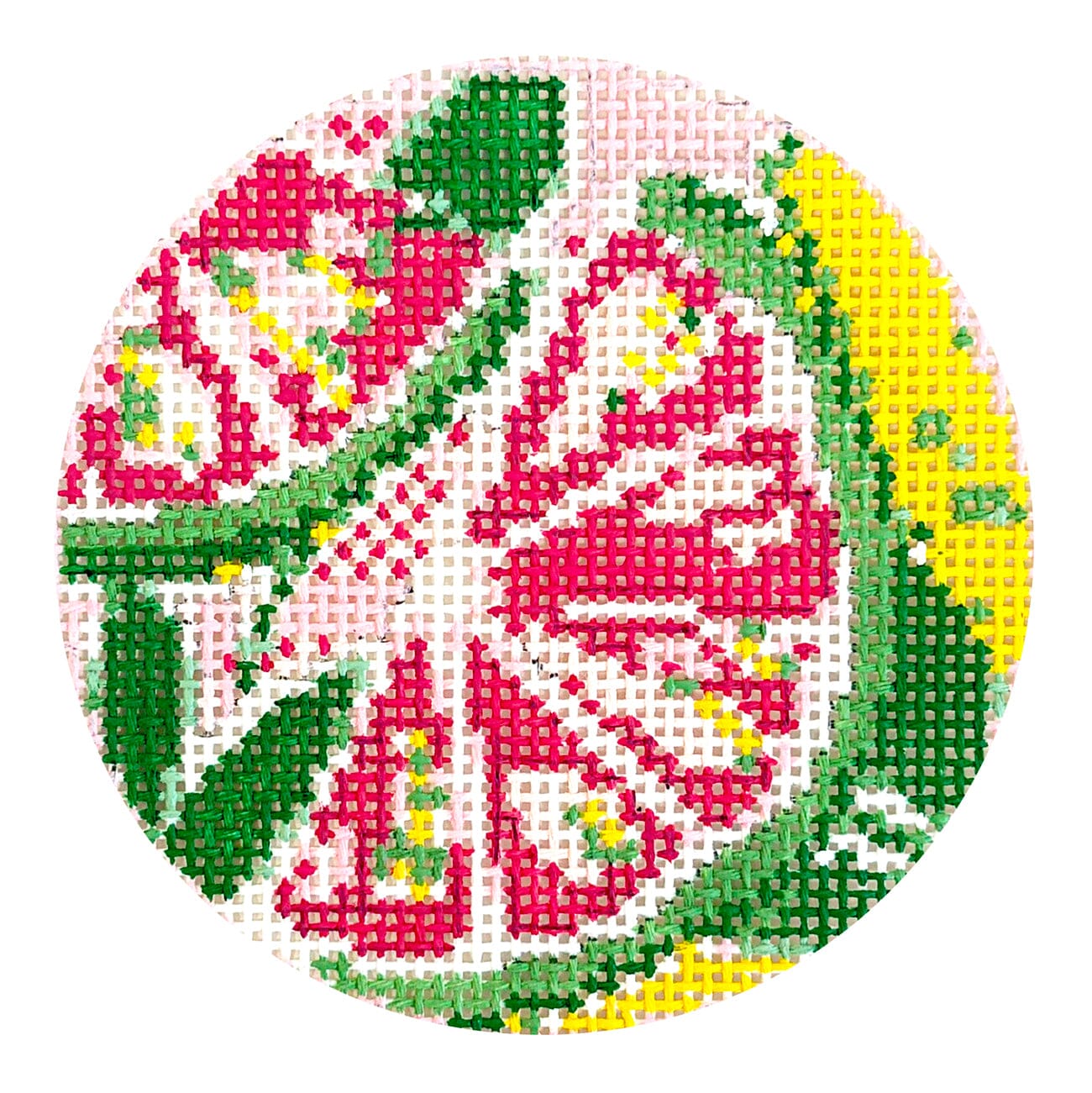 Sunnies Lemonade Round Painted Canvas Blue Waters Needlepoint  - 1