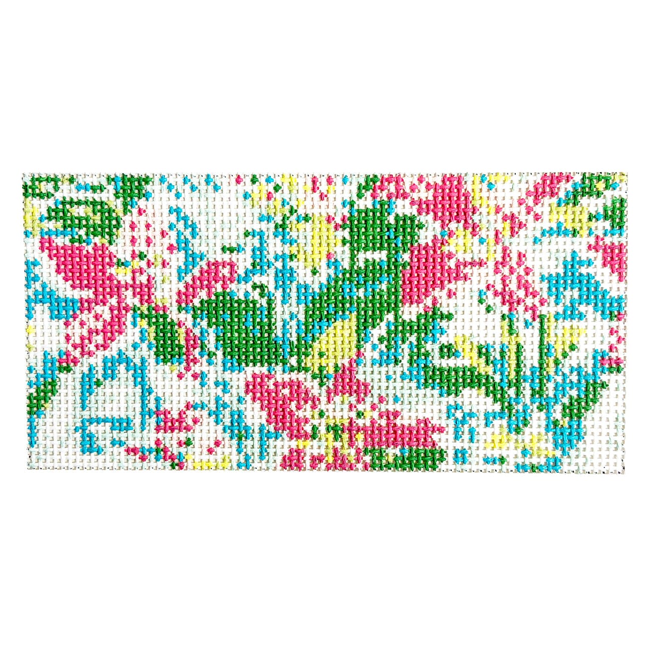 Sunnies Pink Floral 3x6 Painted Canvas Blue Waters Needlepoint  - 1