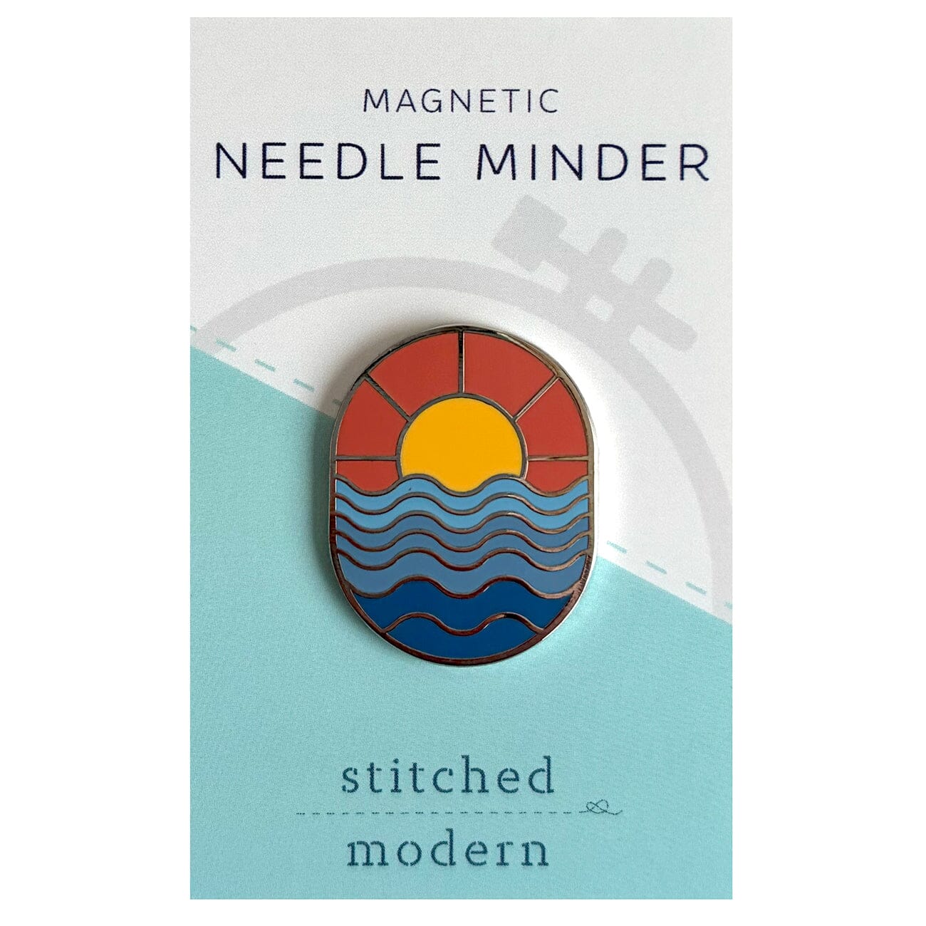 Sunset Waves Oval Needle Minder Accessories Stitched Modern  - 1