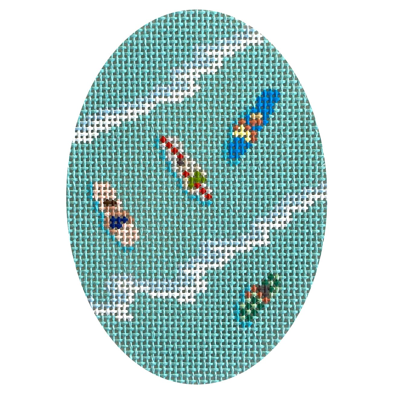 Surfers from Above Oval Painted Canvas Atlantic Blue Canvas  - 1