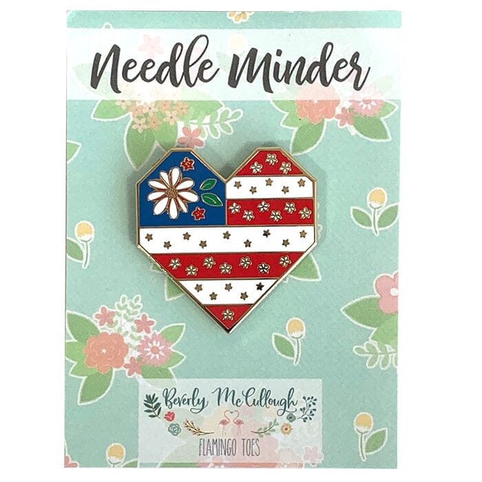 Sweet Freedom Heart Flag Needle Minder Accessories Flamingo Toes  - 1