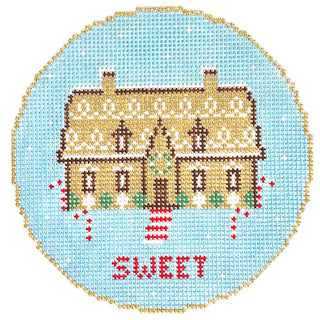 Sweet Gingerbread House Painted Canvas Needlepoint.Com 
