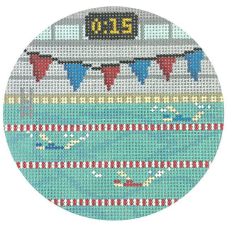 Swim Team Round Painted Canvas Atlantic Blue Canvas 
