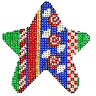 Swirl Candy Stripe Mini Star Printed Canvas Two Sisters Needlepoint 
