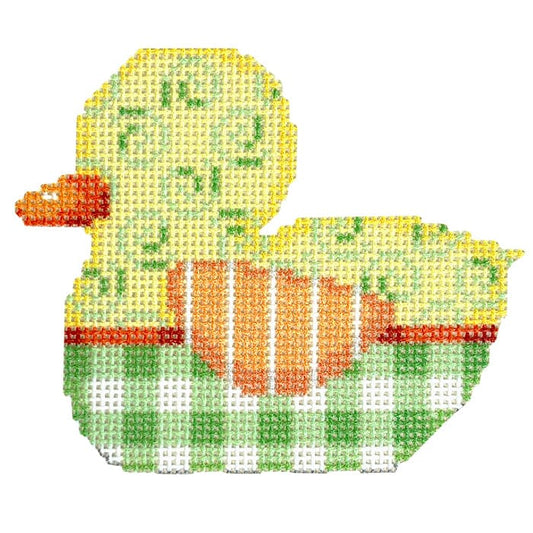 Swirls/Gingham Duckie Printed Canvas Two Sisters Needlepoint 