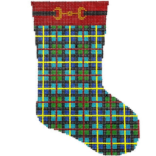 Tartan Mini Stocking Painted Canvas C'ate La Vie 
