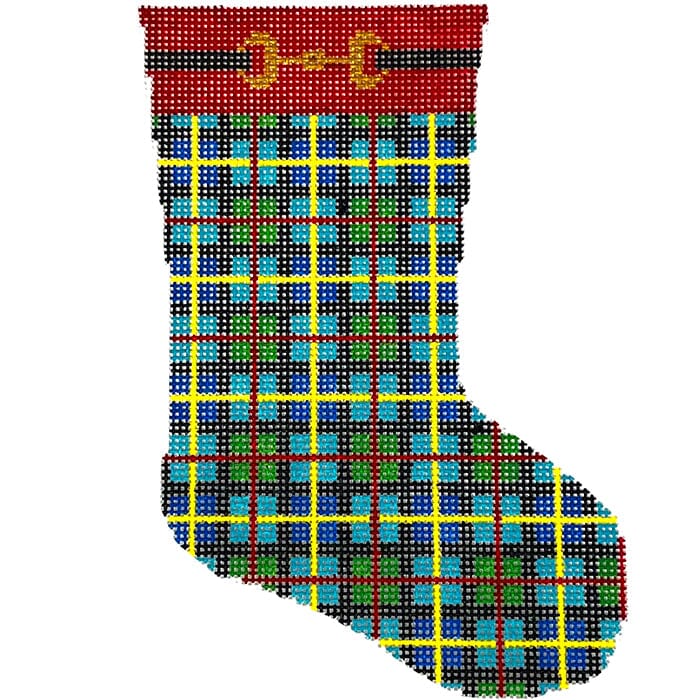 Tartan Mini Stocking Painted Canvas C'ate La Vie 

