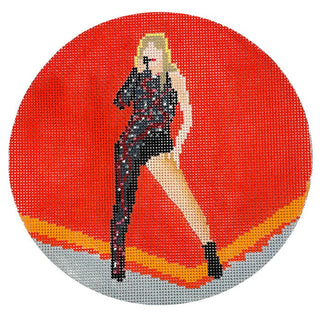 Taylor in Black 6" Round Painted Canvas Froopy Designs 
