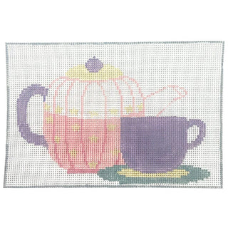 Tea Party Tooth Fairy Pillow Painted Canvas Kathy Schenkel Designs 
