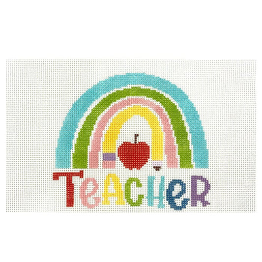 Teacher Rainbow Painted Canvas Ziggy Stitches 