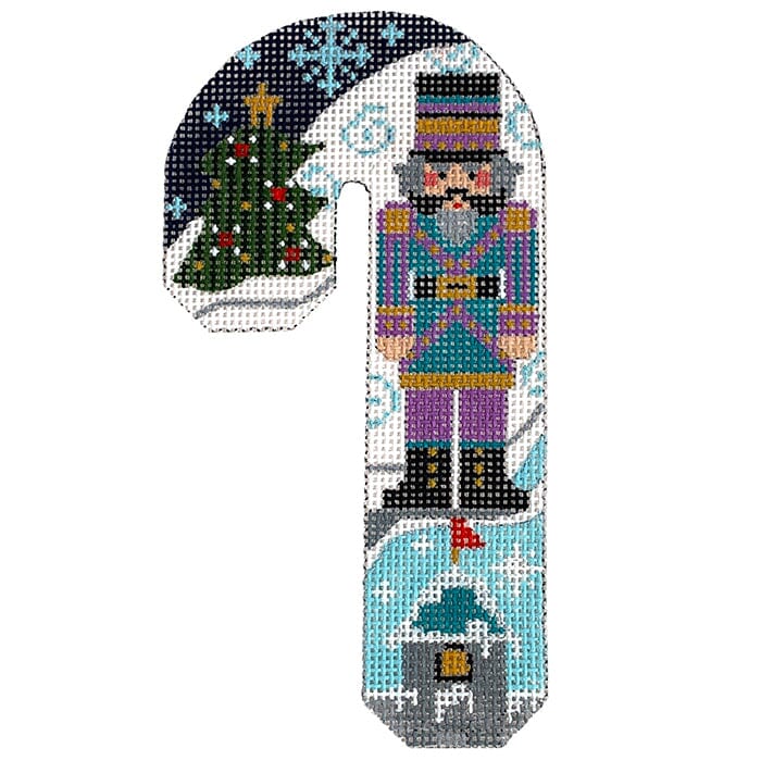 Teal and Purple Nutcracker Candy Cane Painted Canvas Danji Designs  - 1