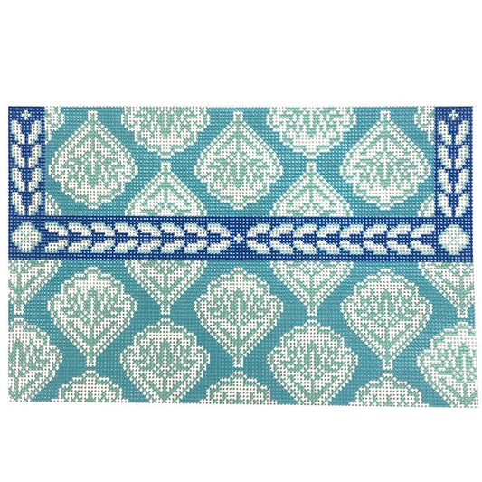 Teal Medallion Clutch Painted Canvas Anne Fisher Needlepoint LLC 