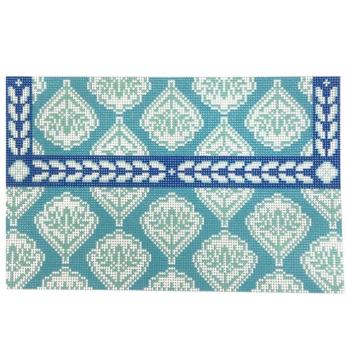 Teal Medallion Clutch Painted Canvas Anne Fisher Needlepoint LLC 
