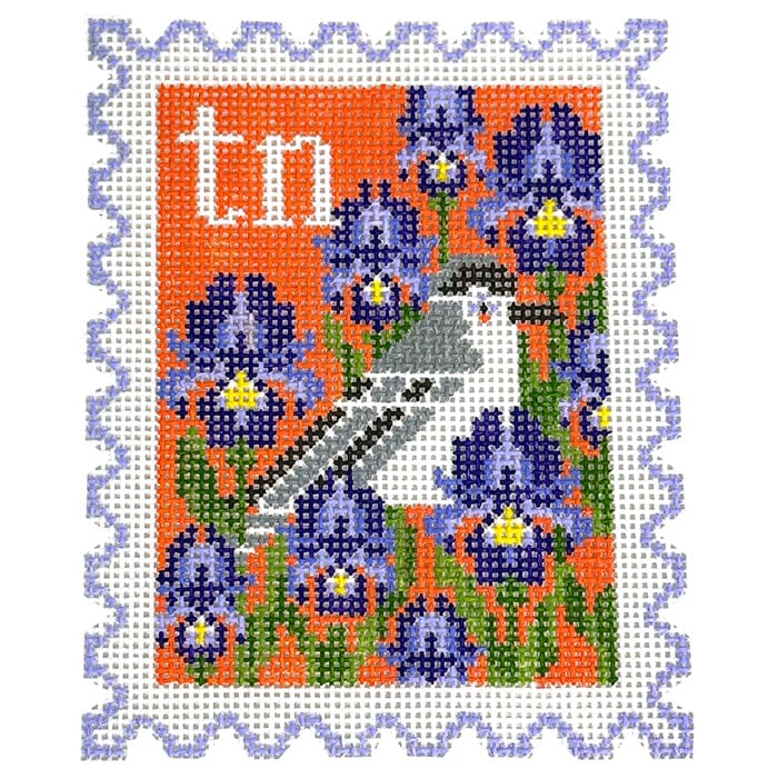 Tennessee State Bird & Flower Stamp with Stitch Guide Painted Canvas Wipstitch Needleworks 