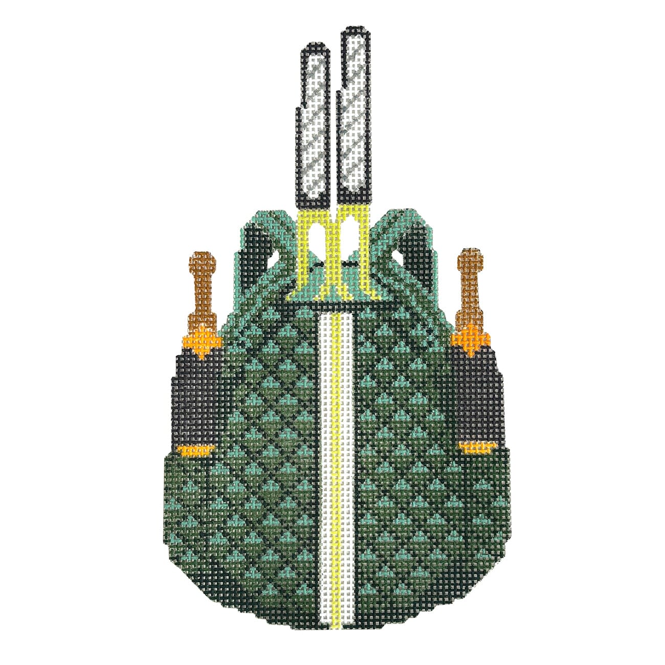 Tennis Bag   Green Painted Canvas Initial K Studio  - 1