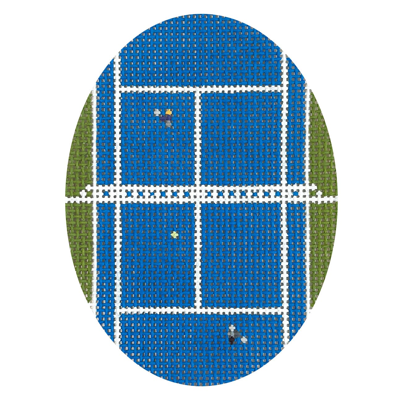 Tennis from Above Oval Painted Canvas Atlantic Blue Canvas  - 1