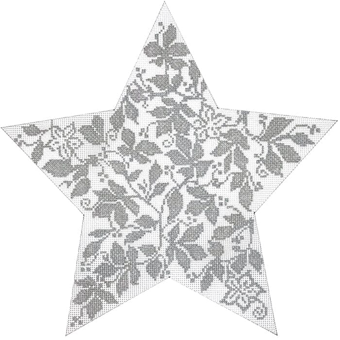 Teri's Tree Topper Star 10" Silver on 18 Painted Canvas Whimsy & Grace - 1